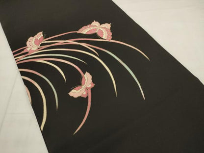 平和屋着物◎塩瀬　九寸開き名古屋帯　舞蝶文　金彩　正絹　逸品　AABK2517pf