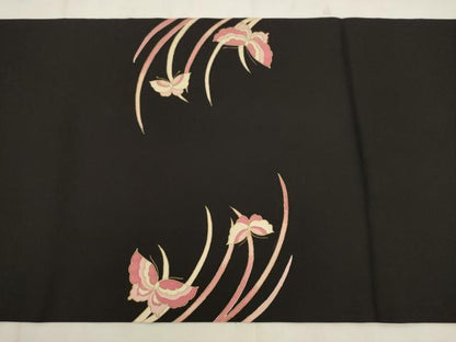 平和屋着物◎塩瀬　九寸開き名古屋帯　舞蝶文　金彩　正絹　逸品　AABK2517pf