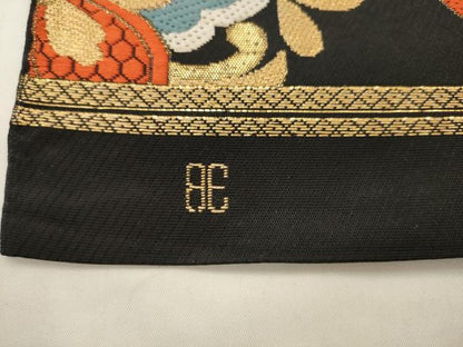 平和屋着物◎六通柄袋帯　唐織　飾花文　金糸　正絹　逸品　AABK2524pf