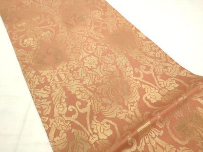 平和屋着物◎六通柄袋帯　飾花文　金糸　正絹　逸品　AABK2527pf
