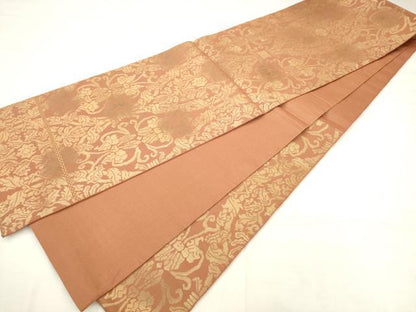 平和屋着物◎六通柄袋帯　飾花文　金糸　正絹　逸品　AABK2527pf