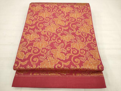 平和屋着物◎全通柄京袋帯　草花文　金糸　正絹　逸品　AABK2530pf