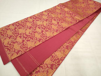 平和屋着物◎全通柄京袋帯　草花文　金糸　正絹　逸品　AABK2530pf