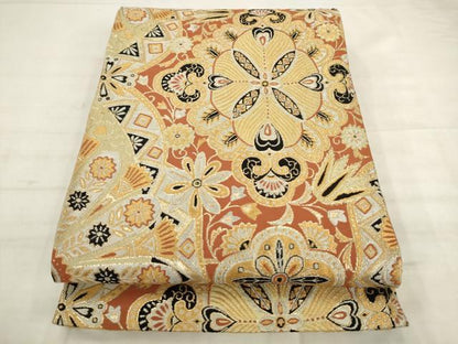 平和屋着物◎六通柄袋帯　飾花文　金糸　正絹　逸品　AABK2533pf