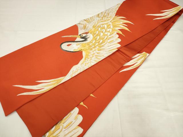 平和屋着物◎六通柄袋帯　唐織　鶴　金銀糸　正絹　逸品　AABK2538pf