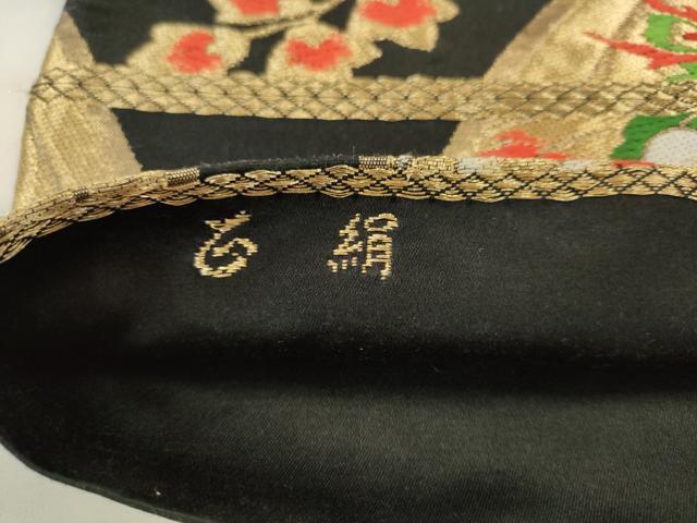 平和屋着物◎六通柄袋帯　唐織　立涌鳳凰花文　黒地　金糸　正絹　逸品　AABK2543pf
