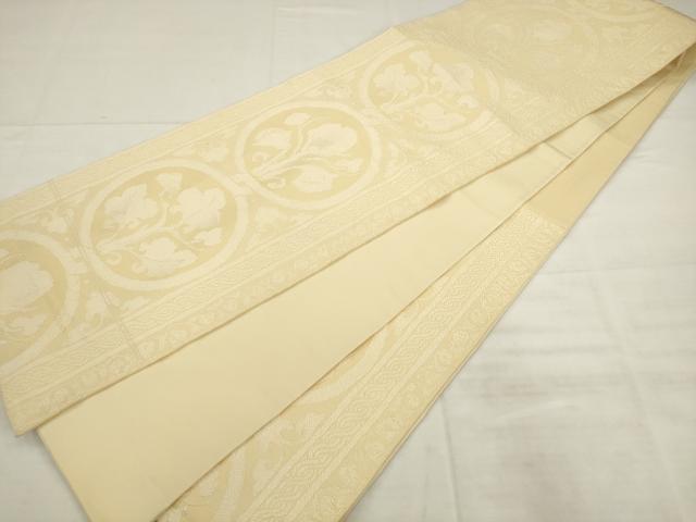 平和屋着物◎六通柄袋帯　草花文　正絹　逸品　AABK2575pf