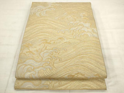 平和屋着物◎六通柄　本袋帯　立波文　金銀糸　正絹　逸品　AABK2577pf