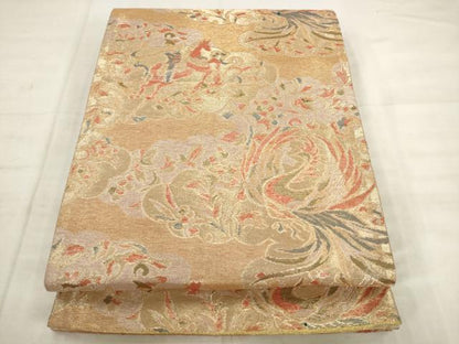 平和屋着物◎六通柄袋帯　鳳凰花文　金銀糸　正絹　逸品　AABK2589pf