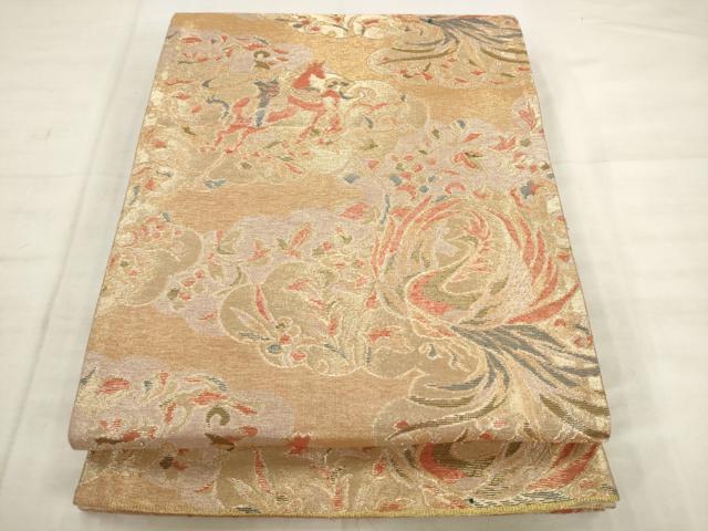 平和屋着物◎六通柄袋帯　鳳凰花文　金銀糸　正絹　逸品　AABK2589pf
