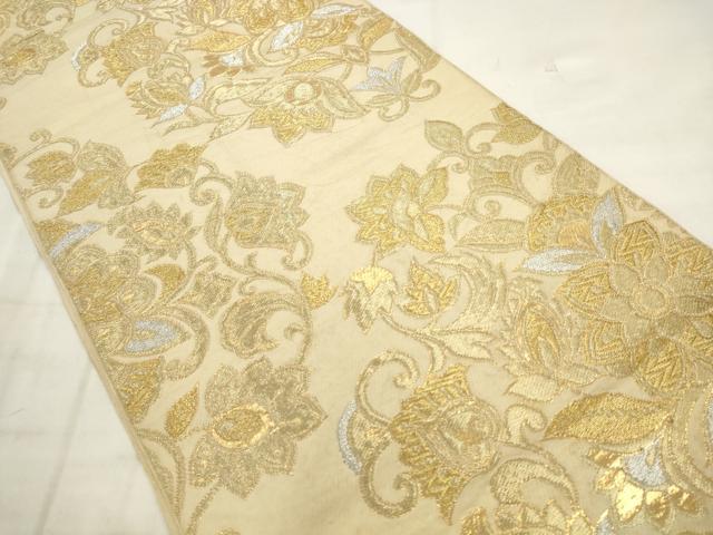 平和屋着物◎六通柄　本袋帯　更紗花文　金銀糸　正絹　逸品　AABK2592pf