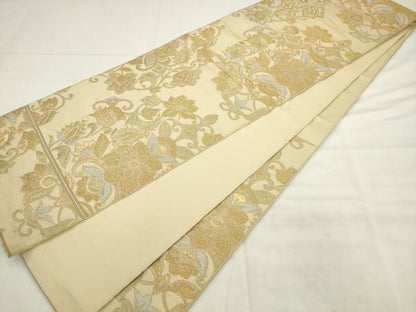 平和屋着物◎六通柄　本袋帯　更紗花文　金銀糸　正絹　逸品　AABK2592pf