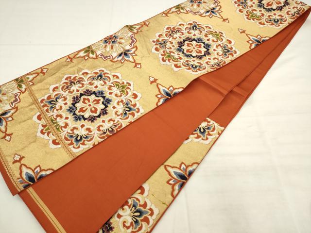平和屋着物◎六通柄　京本袋帯　唐織　飾花文　金糸　正絹　逸品　AABK2596pf
