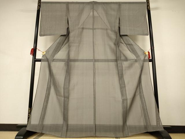 平和屋着物＊夏物　紗紬　縞　正絹　逸品　AABK2601jd