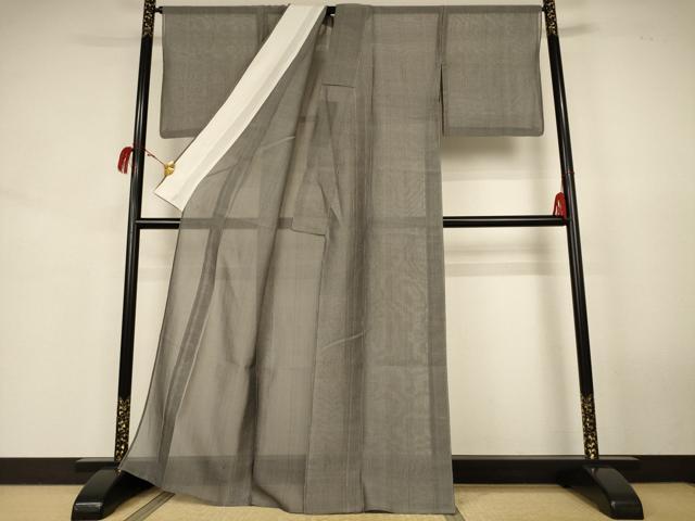 平和屋着物＊夏物　紗紬　縞　正絹　逸品　AABK2601jd