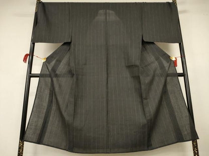 平和屋着物＊夏物　男性　小千谷ちぢみ　縞　麻　逸品　AABK2604jd