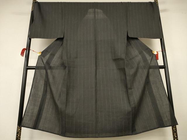 平和屋着物＊夏物　男性　小千谷ちぢみ　縞　麻　逸品　AABK2604jd
