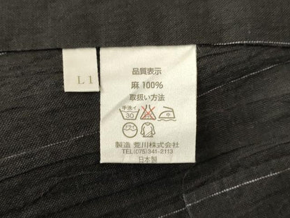 平和屋着物＊夏物　男性　小千谷ちぢみ　縞　麻　逸品　AABK2604jd