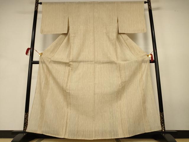 平和屋着物＊夏物　紗紬　縞　正絹　逸品　AABK2605jd