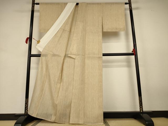 平和屋着物＊夏物　紗紬　縞　正絹　逸品　AABK2605jd
