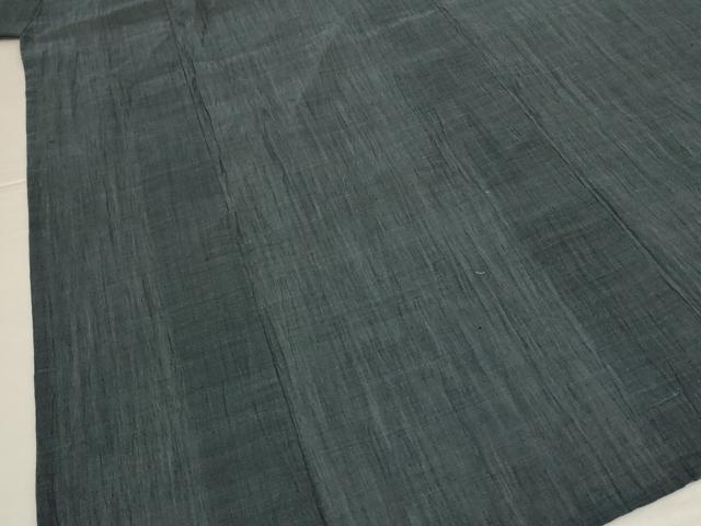 平和屋着物＊夏物　男性　小千谷ちぢみ　錆鉄御納戸色　麻　逸品　AABK2606jd