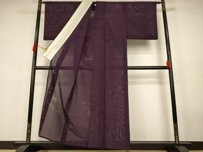 平和屋着物＊夏物　色無地　縦絽　舞葉紋紗　正絹　逸品　AABK2612jd