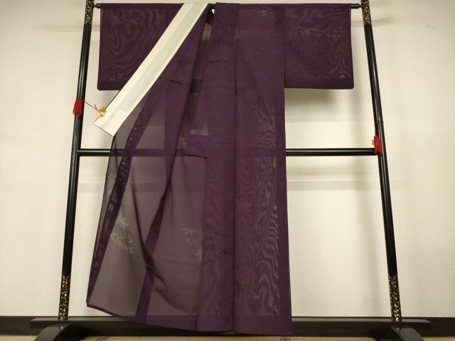平和屋着物＊夏物　色無地　縦絽　舞葉紋紗　正絹　逸品　AABK2612jd