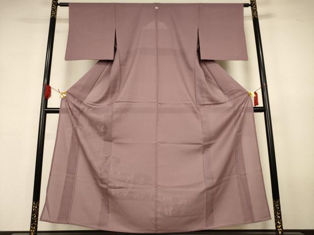 平和屋着物＊夏物　無地絵羽訪問着　笹竹紋紗　銀煤竹色　正絹　逸品　AABK2613jd