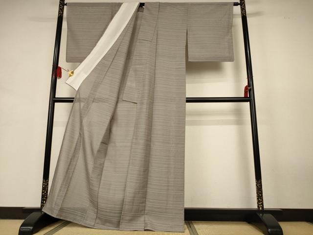平和屋着物＊夏物　銀座きしや　色無地　変わり絽　灰汁色　正絹　逸品　AABK2614jd