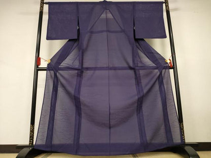 平和屋着物＊夏物　色無地　芝紋紗　黒紅色　正絹　逸品　AABK2616jd