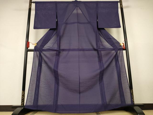 平和屋着物＊夏物　色無地　芝紋紗　黒紅色　正絹　逸品　AABK2616jd