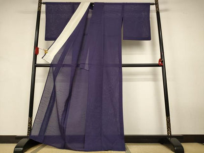 平和屋着物＊夏物　色無地　芝紋紗　黒紅色　正絹　逸品　AABK2616jd