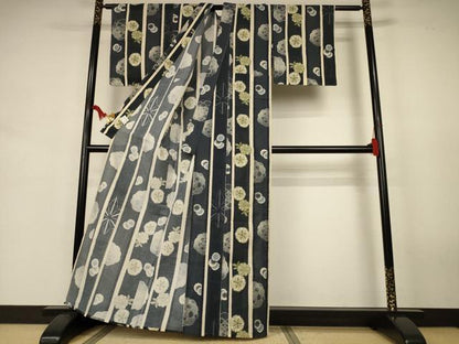 平和屋着物∴夏物　浴衣　綿絽　花間道　手縫い　綿　逸品　AABK2617jd