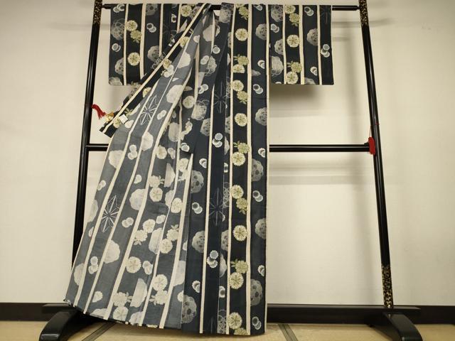 平和屋着物∴夏物　浴衣　綿絽　花間道　手縫い　綿　逸品　AABK2617jd