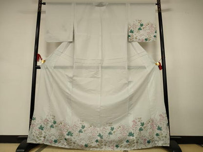 平和屋着物＊夏物　訪問着　絽　草花文　ロング丈　洗える着物　AABK2618jd