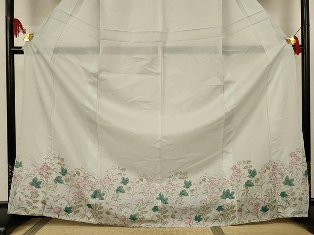平和屋着物＊夏物　訪問着　絽　草花文　ロング丈　洗える着物　AABK2618jd