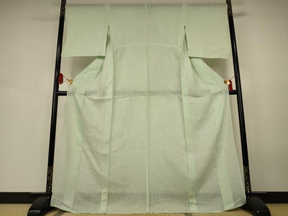 平和屋着物＊夏物　上布　若芽色　くるり　麻　逸品　AABK2620jd