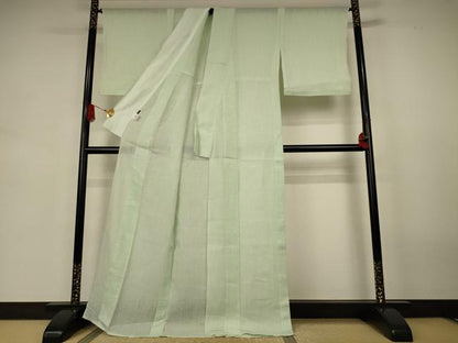 平和屋着物＊夏物　上布　若芽色　くるり　麻　逸品　AABK2620jd