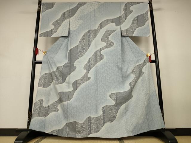 平和屋着物＊夏物　訪問着　絽　型染め　道長花文　暈し染め　正絹　逸品　AABK2626jd