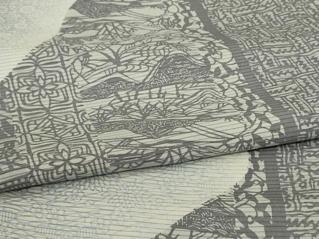平和屋着物＊夏物　訪問着　絽　型染め　道長花文　暈し染め　正絹　逸品　AABK2626jd