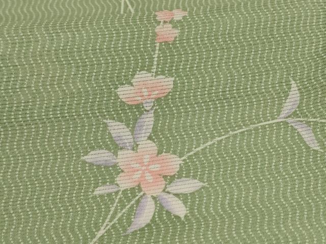 平和屋着物＊夏物　小紋　絽　枝花文　洗える着物　AABK2627jd