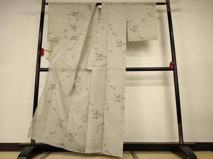 平和屋着物＊夏物　小紋　紗　笹文　洗える着物　AABK2629jd
