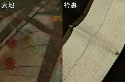 平和屋着物＊夏物　小紋　風通紗　草花文　正絹　逸品　AABK2630jd