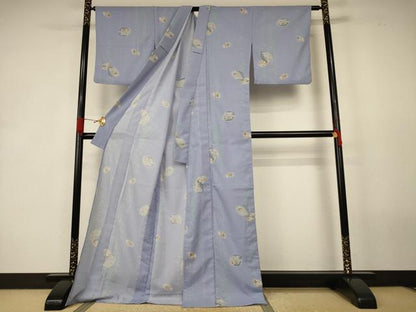平和屋着物＊夏物　小紋　絽　貝合わせ花文　洗える着物　AABK2632jd