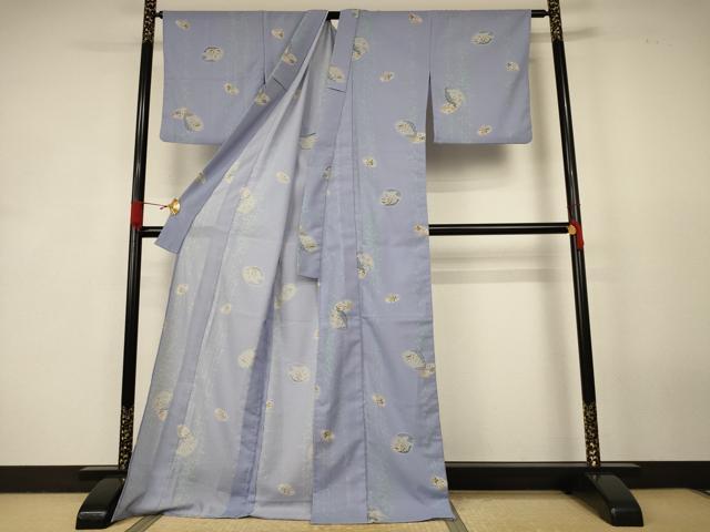 平和屋着物＊夏物 小紋 絽 貝合わせ花文 洗える着物 AABK2632jd