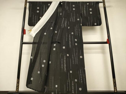 平和屋着物＊夏物　小紋　絽　花唐草文　正絹　逸品　AABK2633jd