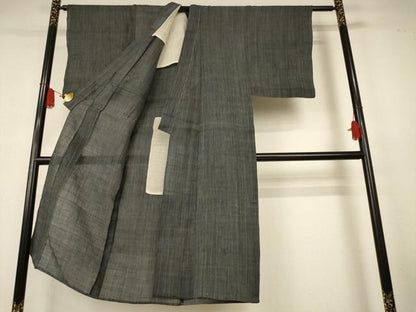 平和屋着物＊夏物　男性　石川県指定無形文化財　能登上布　本麻手織上布　縞　麻　逸品　AABK2637jd