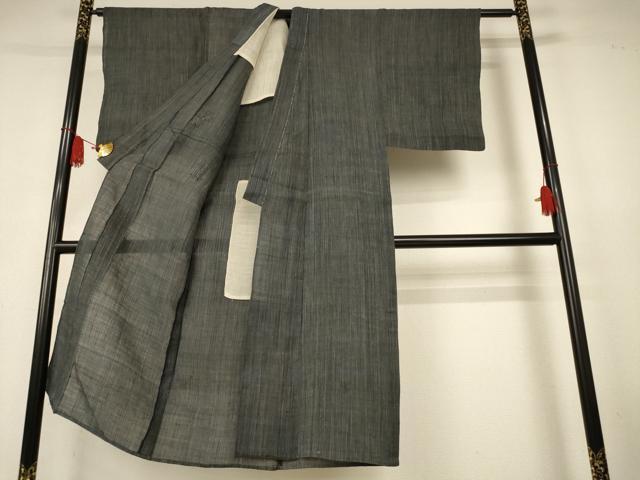平和屋着物＊夏物　男性　石川県指定無形文化財　能登上布　本麻手織上布　縞　麻　逸品　AABK2637jd