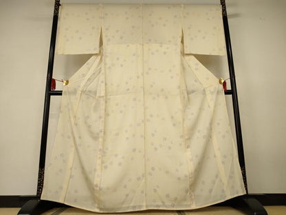平和屋着物＊夏物　小紋　絽　舞花文　暈し染め　正絹　逸品　AABK2640jd