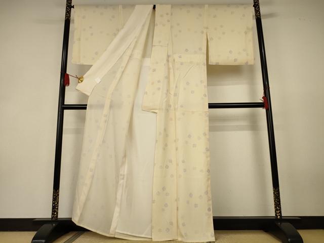 平和屋着物＊夏物　小紋　絽　舞花文　暈し染め　正絹　逸品　AABK2640jd